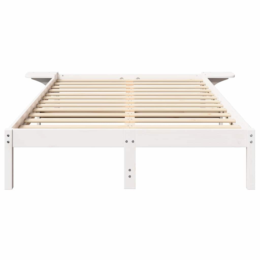 Sengestel Hvid 135 x 190 cm Massiv fyrretræ