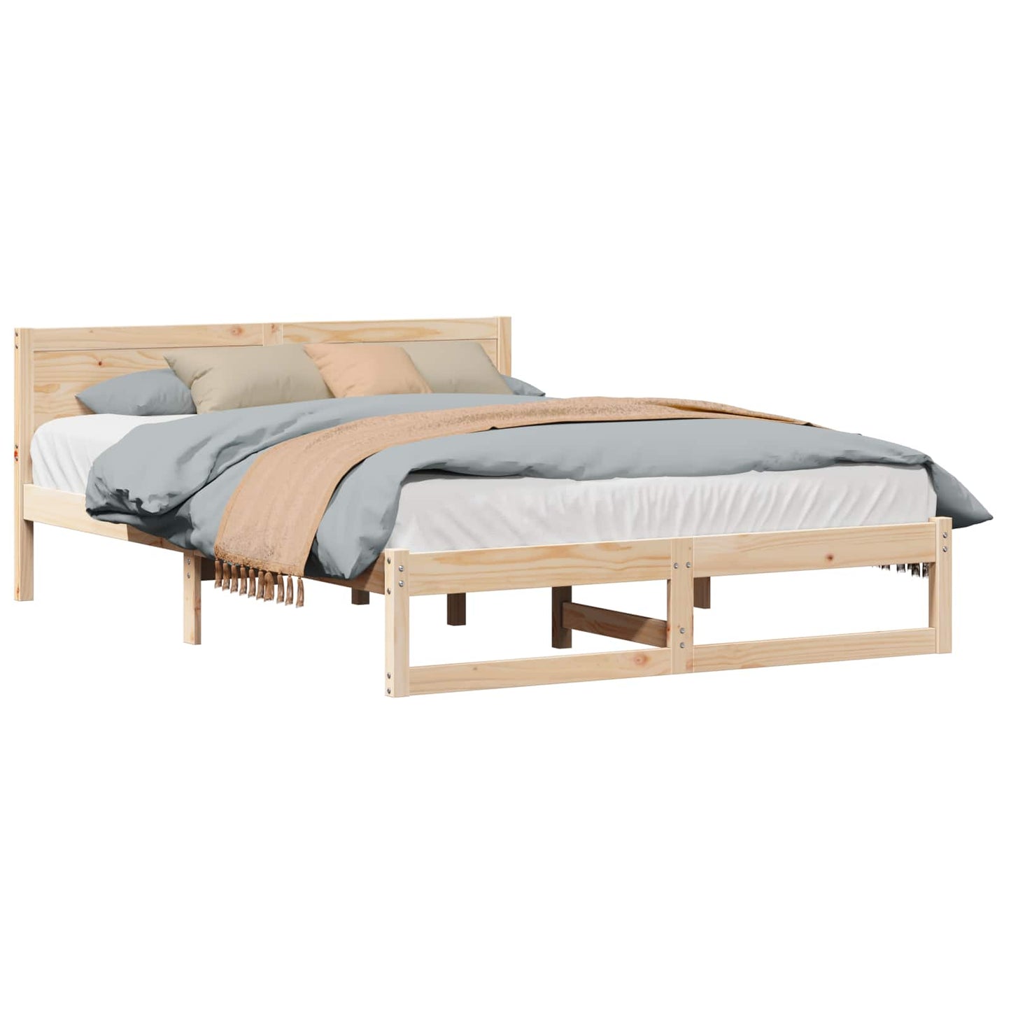 Sengestel Naturfarvet 160 x 200 cm Massiv fyrretræ