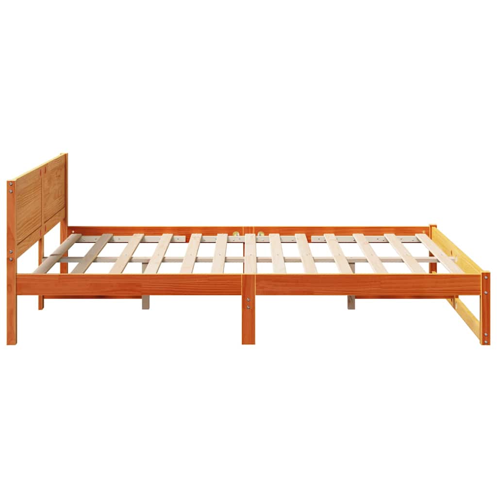 Sengestel med hovedgærde Voks brun 140 x 200 cm Massiv fyrretræ