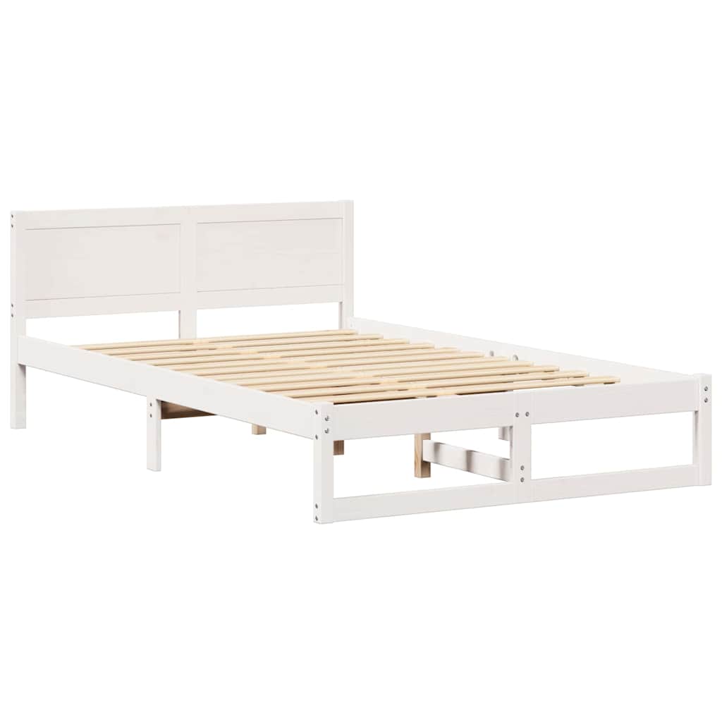 Sengestel med hovedgærde Hvid 120 x 200 cm Massiv fyrretræ