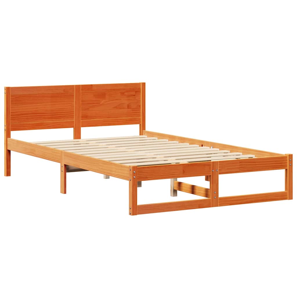 Sengestel med hovedgærde Voks brun 120 x 200 cm Massiv fyrretræ