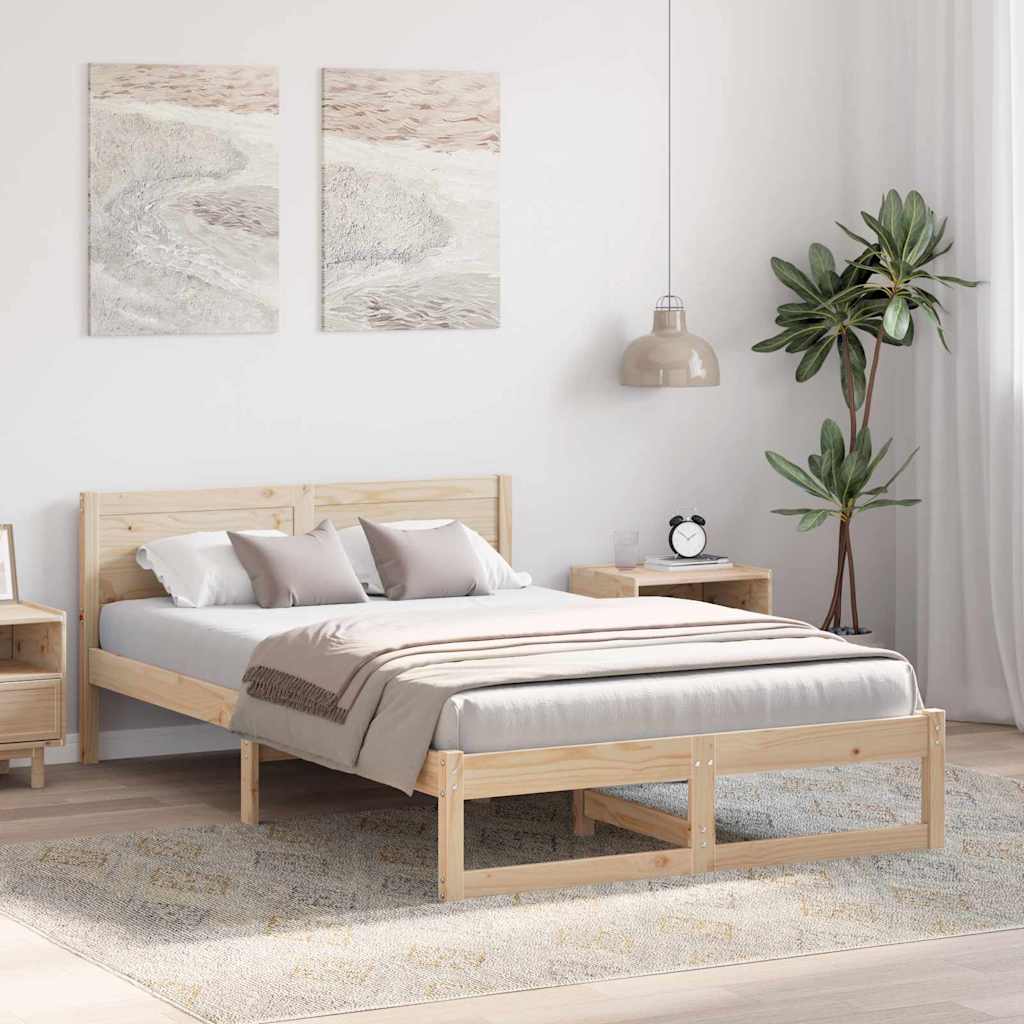 Sengestel Naturfarvet 140 x 190 cm Massiv fyrretræ