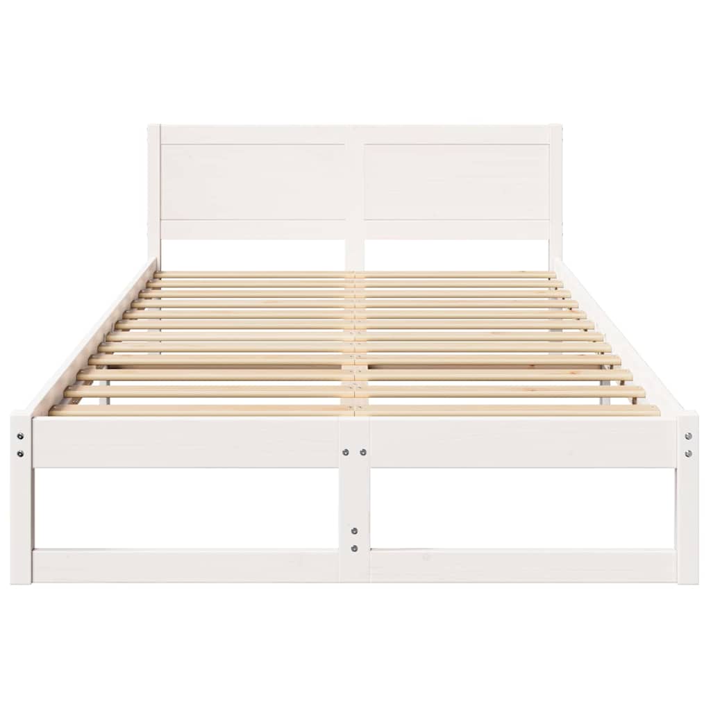 Sengestel med hovedgærde Hvid 140 x 190 cm Massiv fyrretræ