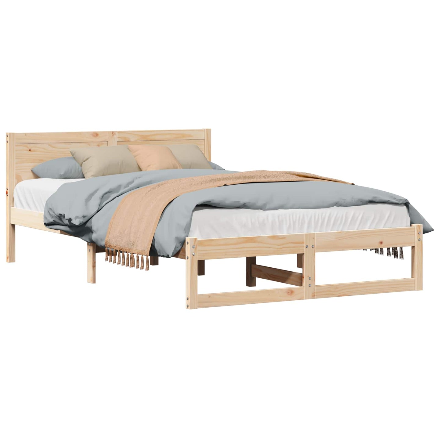 Sengestel Naturfarvet 135 x 190 cm Massiv fyrretræ