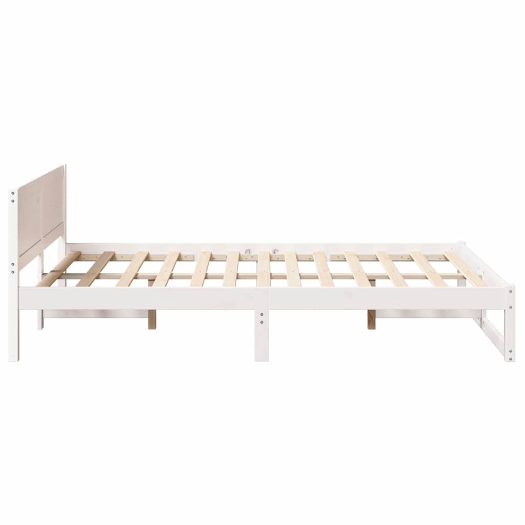 Sengestel med hovedgærde Hvid 135 x 190 cm Massiv fyrretræ