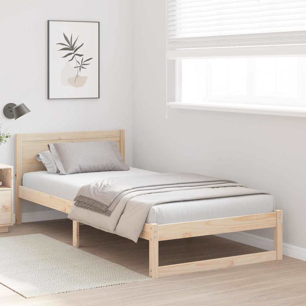 Sengestel Naturfarvet 90 x 200 cm Massiv fyrretræ