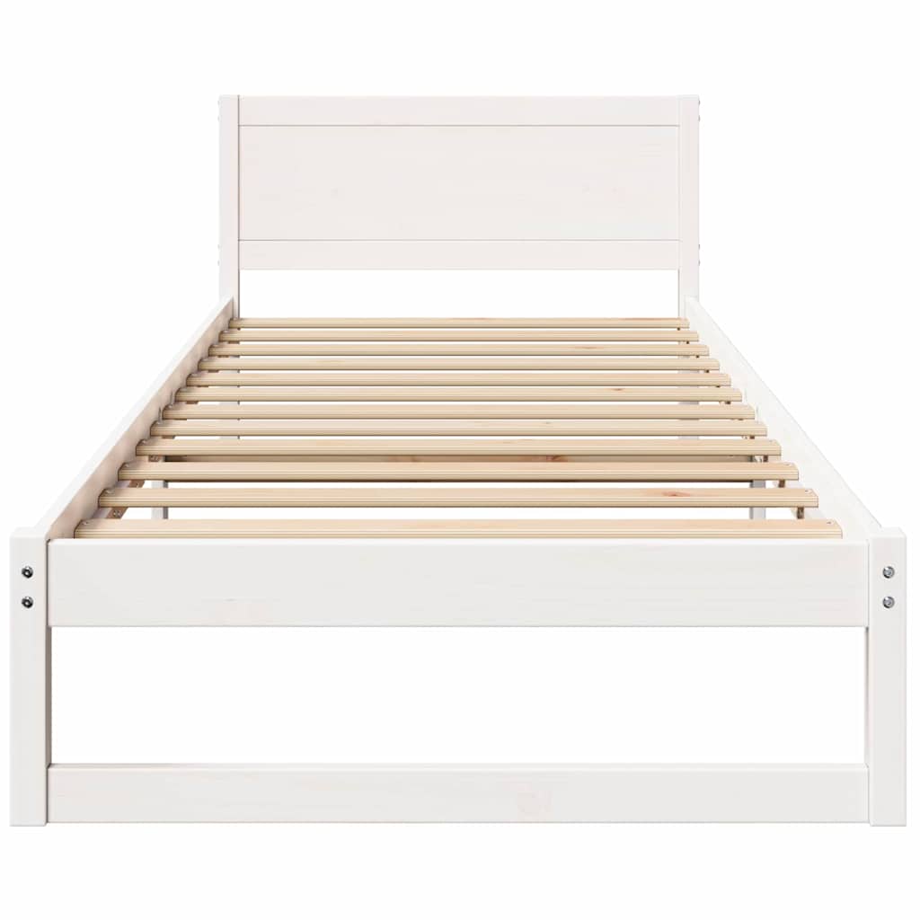 Sengestel med hovedgærde Hvid 80 x 200 cm Massiv fyrretræ