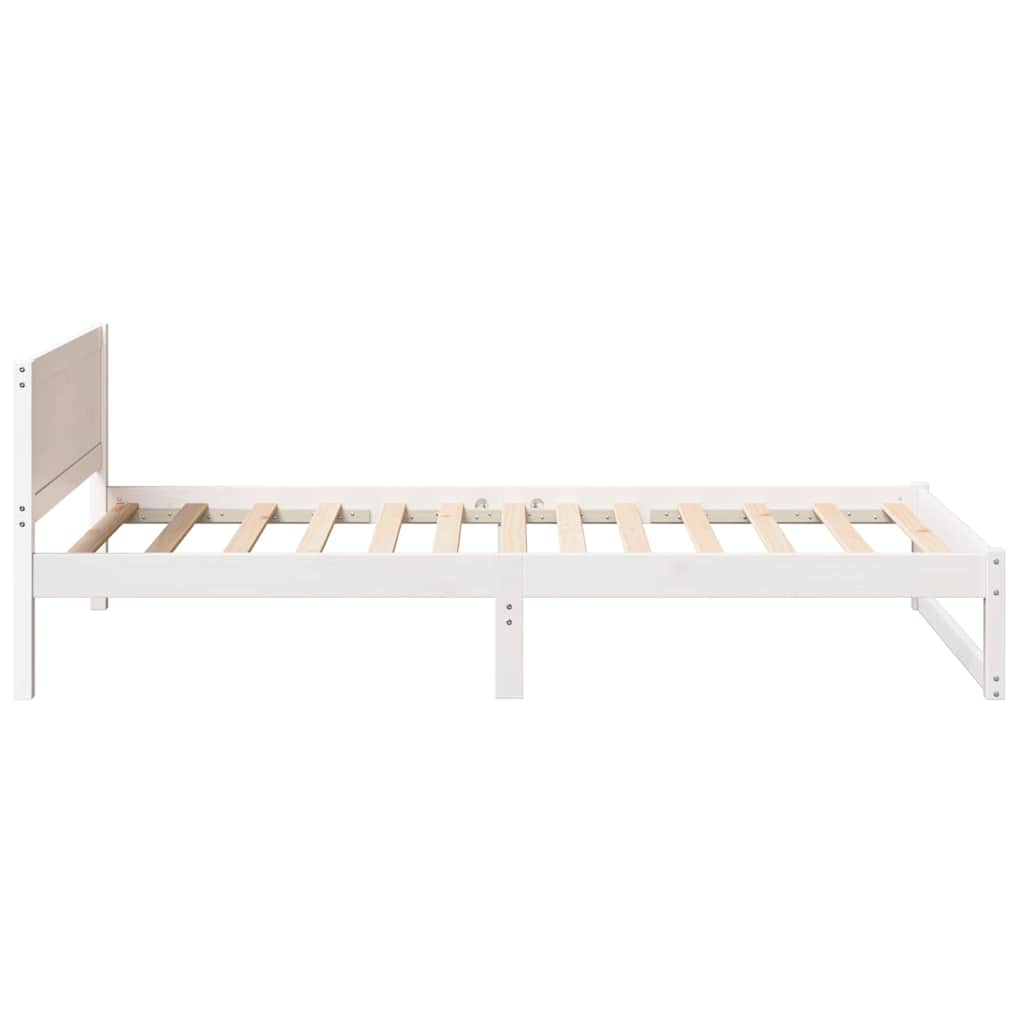 Sengestel med hovedgærde Hvid 80 x 200 cm Massiv fyrretræ
