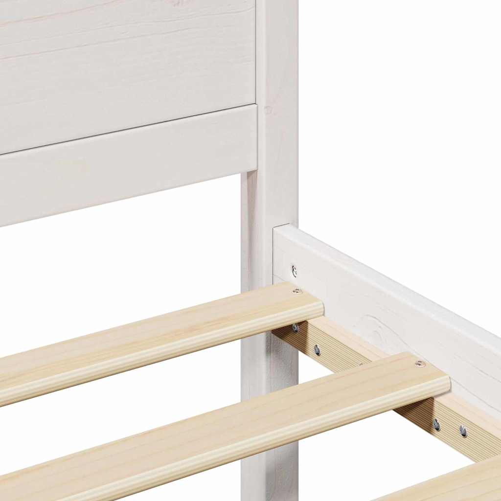 Sengestel med hovedgærde Hvid 90 x 190 cm Massiv fyrretræ