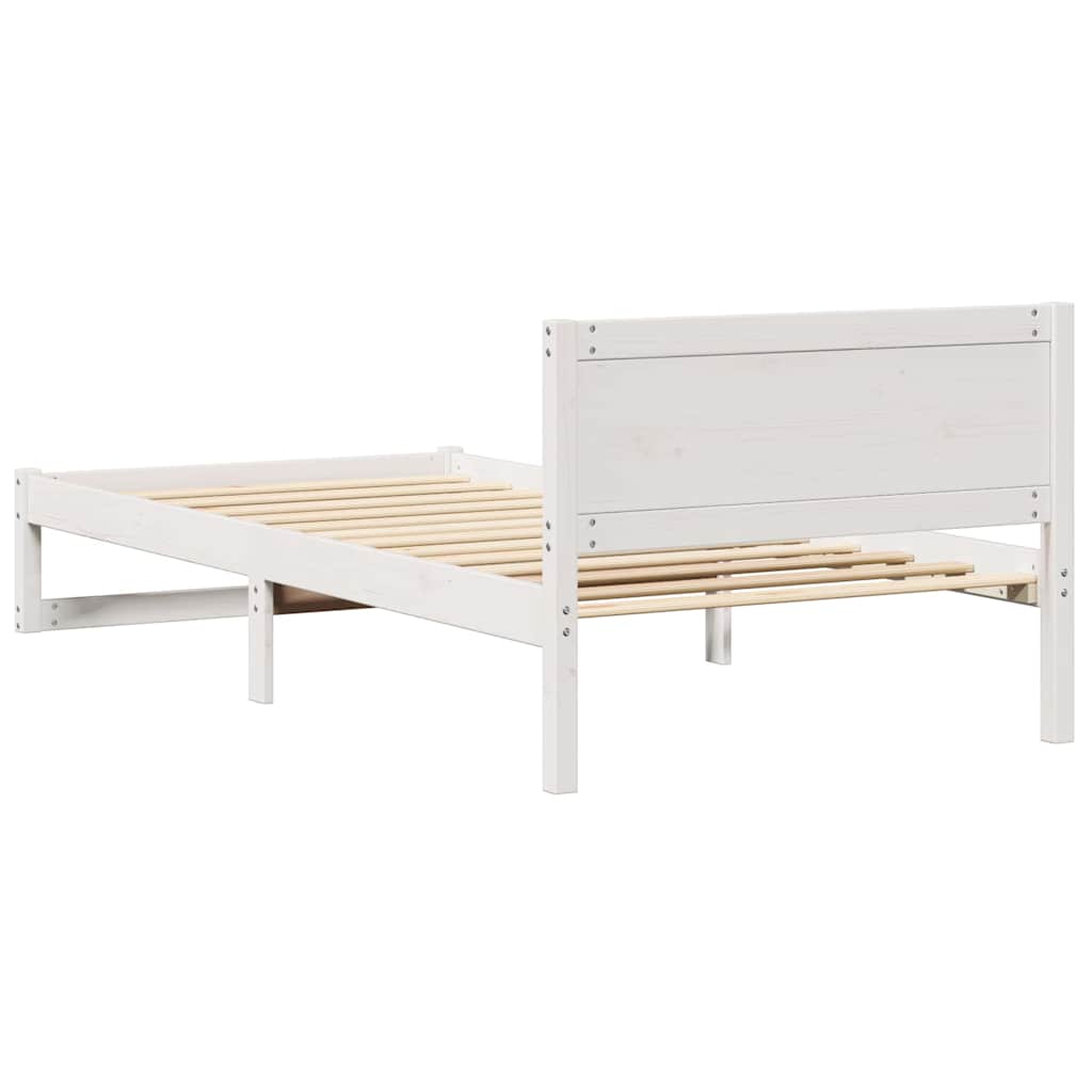 Sengestel med hovedgærde Hvid 90 x 190 cm Massiv fyrretræ