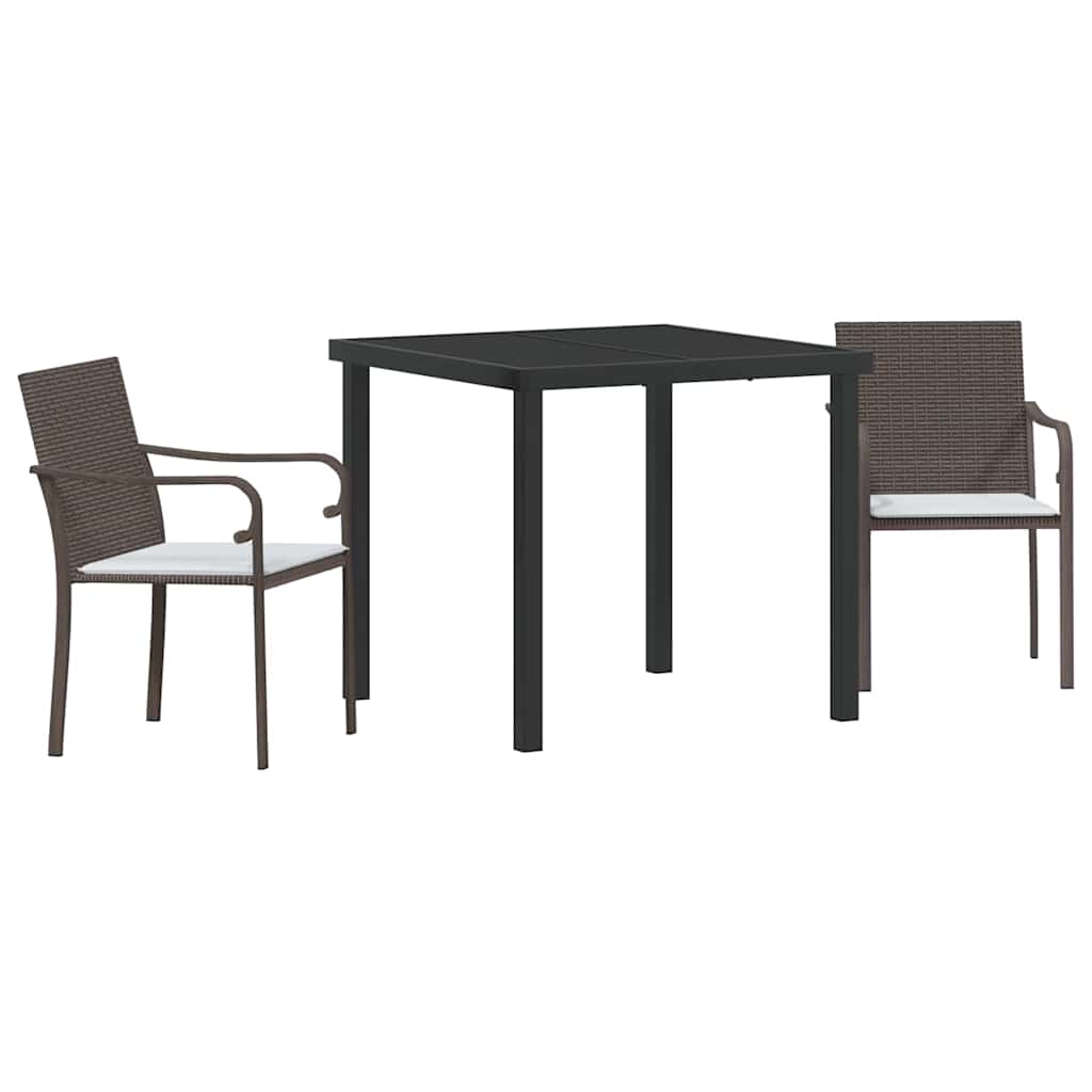 Have Spisebordssæt 3 stk. Brun og sort PE Rattan