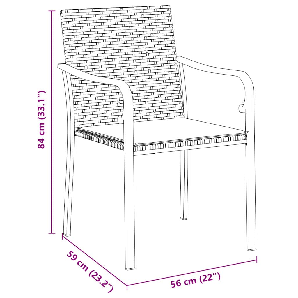 Have Spisebordssæt 3 stk. Brun og sort PE Rattan