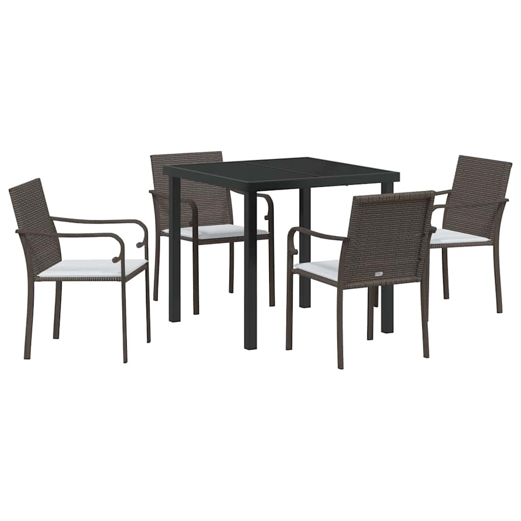 Have Spisebordssæt 5 stk. Brun og sort PE Rattan
