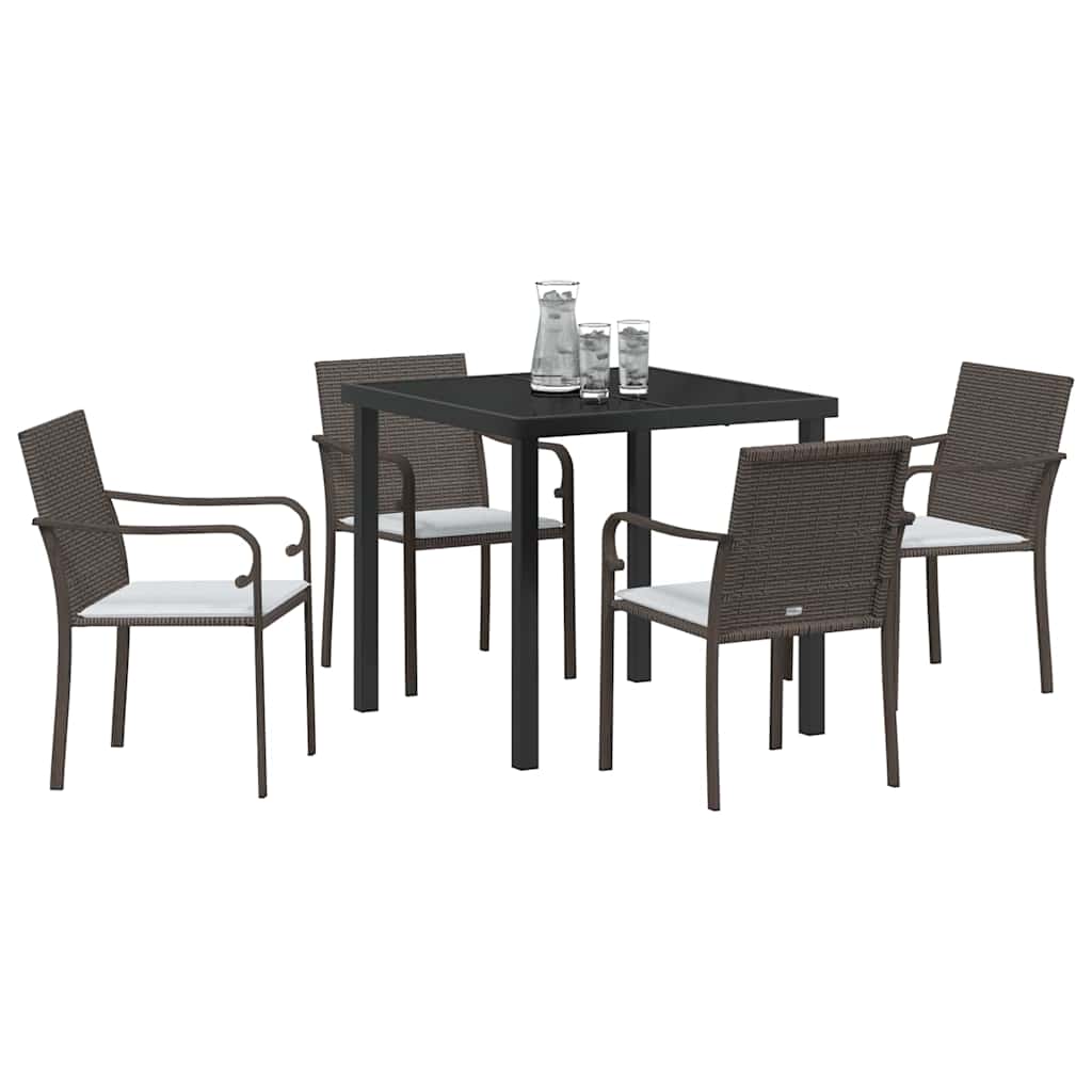 Have Spisebordssæt 5 stk. Brun og sort PE Rattan