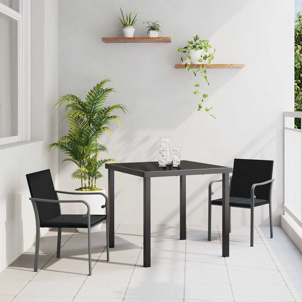 Have Spisebordssæt 3 stk. Sort og grå PE Rattan