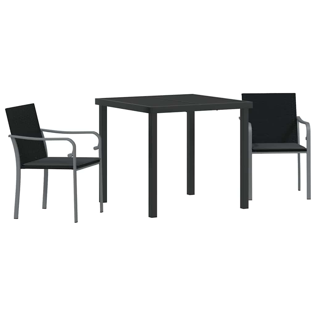 Have Spisebordssæt 3 stk. Sort og grå PE Rattan