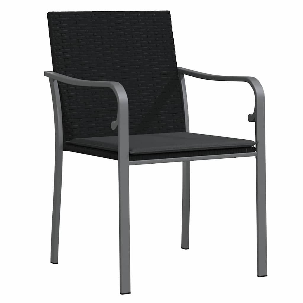 Have Spisebordssæt 3 stk. Sort og grå PE Rattan