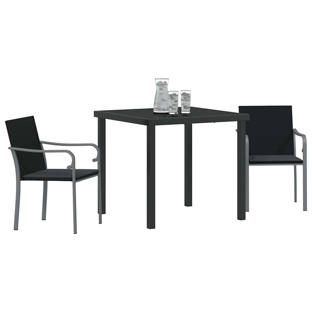 Have Spisebordssæt 3 stk. Sort og grå PE Rattan