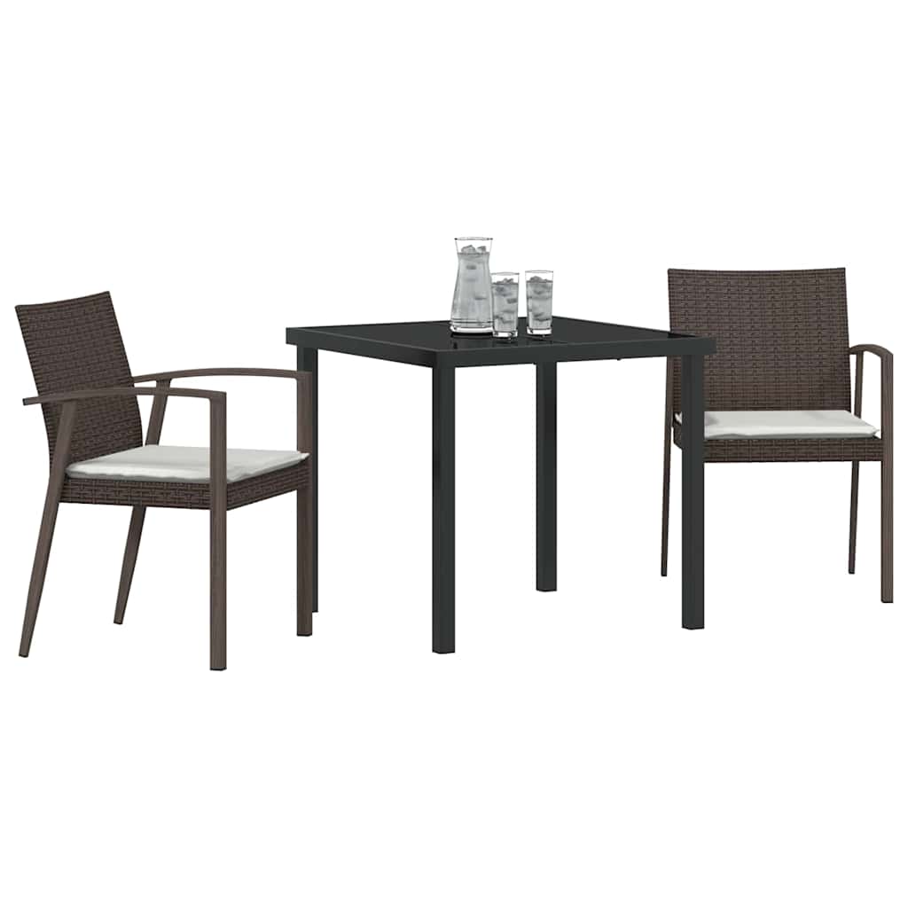 Have Spisebordssæt 3 stk. Brun og sort PE Rattan