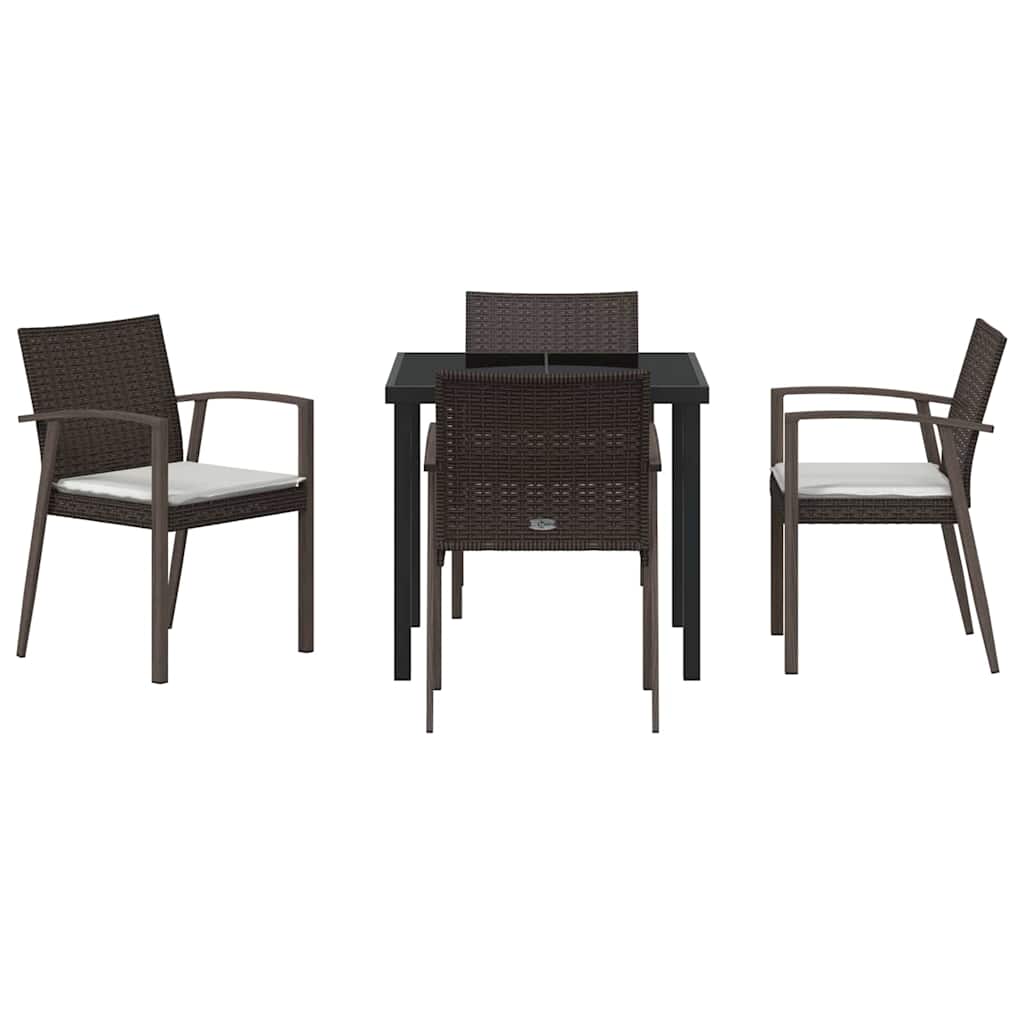 Have Spisebordssæt 5 stk. Brun og sort PE Rattan