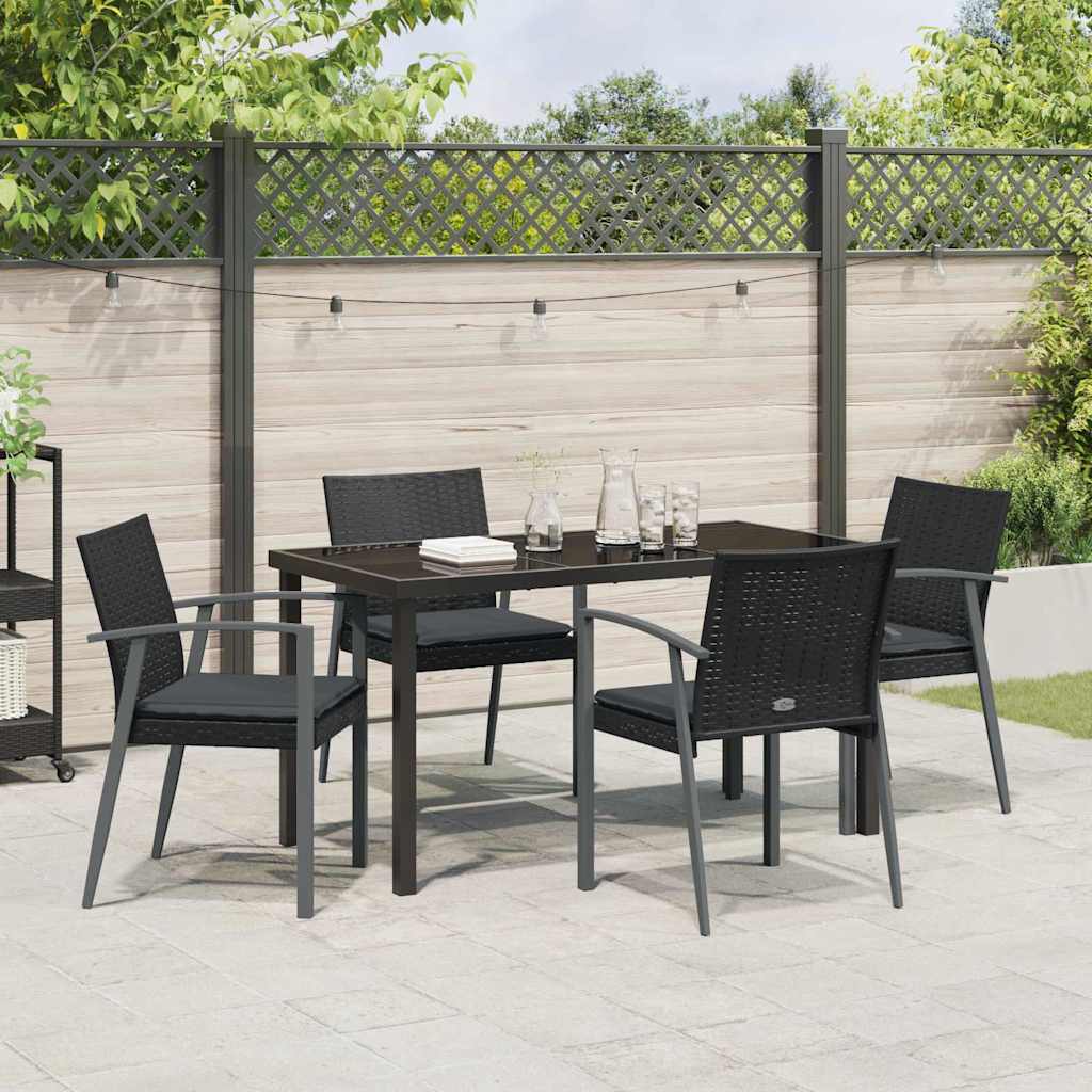 Have Spisebordssæt 5 stk. Sort og grå PE Rattan