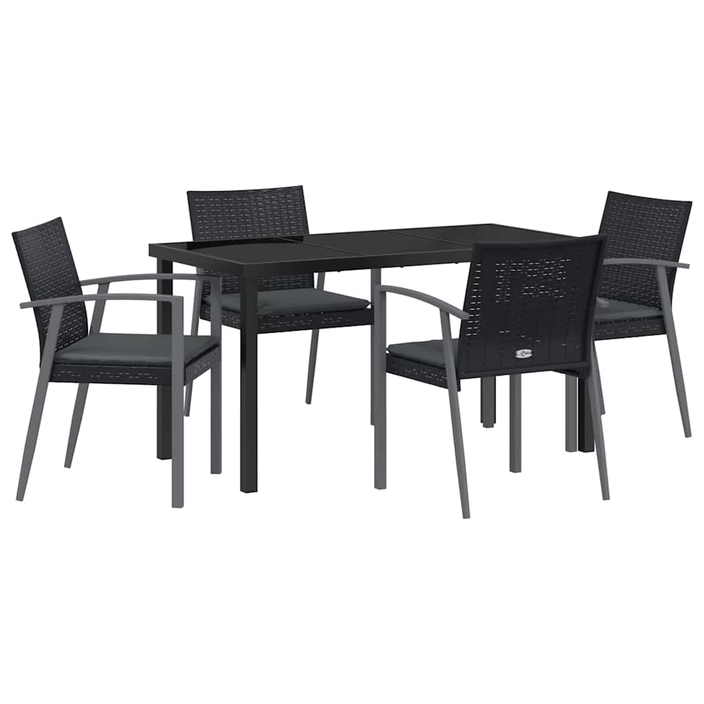 Have Spisebordssæt 5 stk. Sort og grå PE Rattan