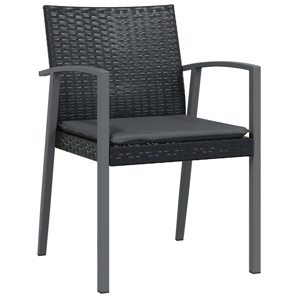 Have Spisebordssæt 5 stk. Sort og grå PE Rattan