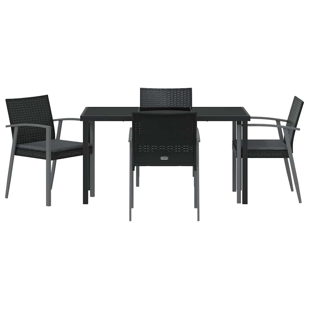 Have Spisebordssæt 5 stk. Sort og grå PE Rattan