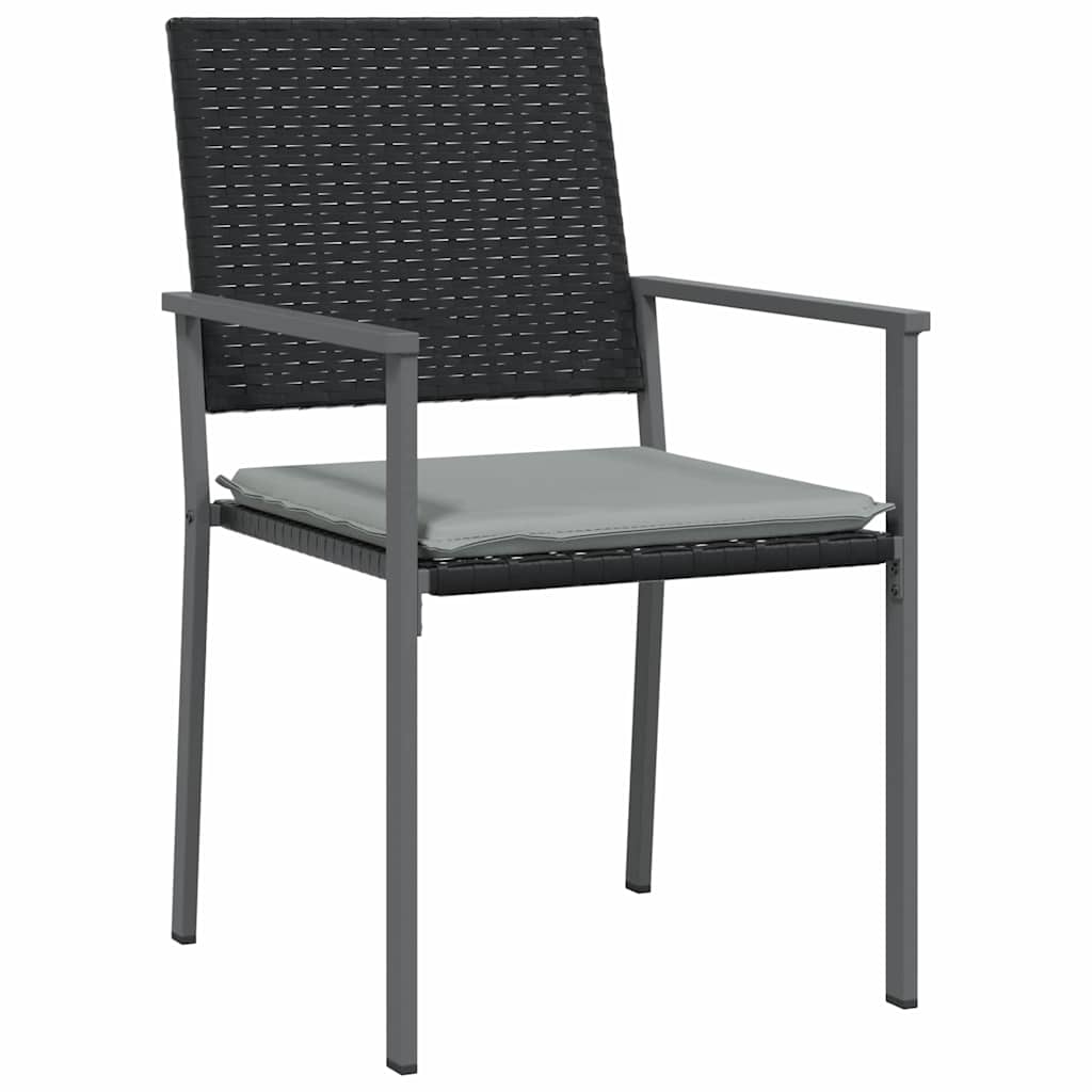 Have Spisebordssæt 3 stk. Sort og Lys Grå PE Rattan