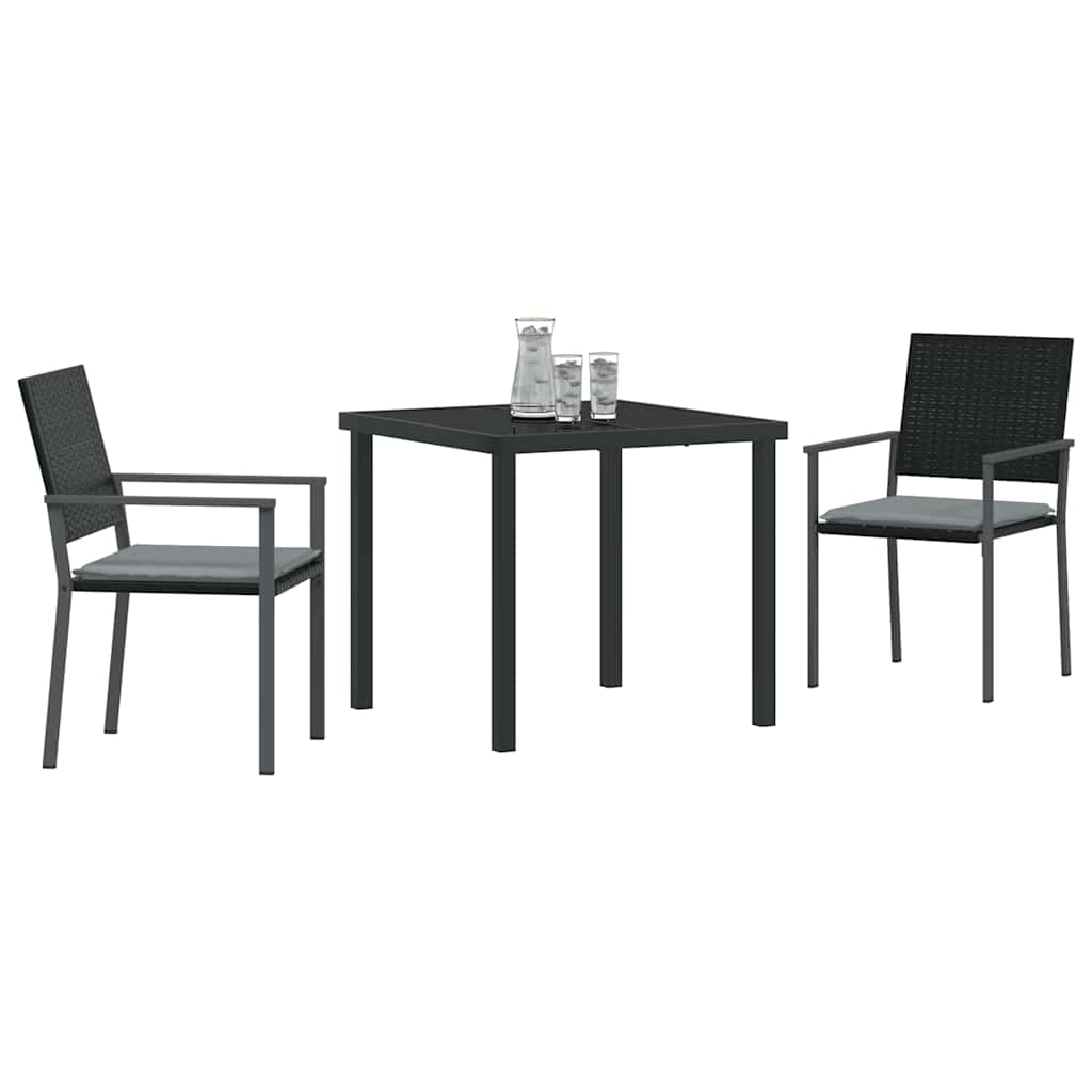 Have Spisebordssæt 3 stk. Sort og Lys Grå PE Rattan