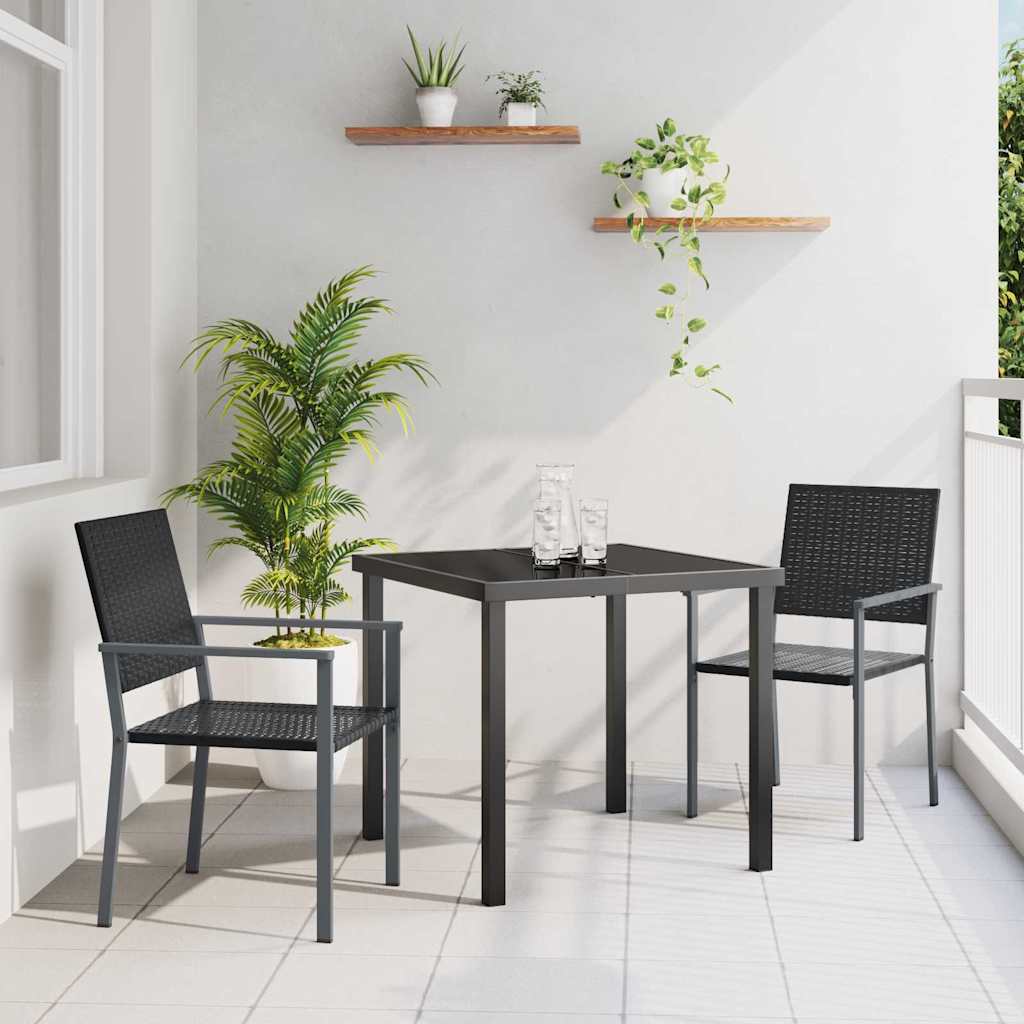Have Spisebordssæt 3 stk. Sort PE Rattan