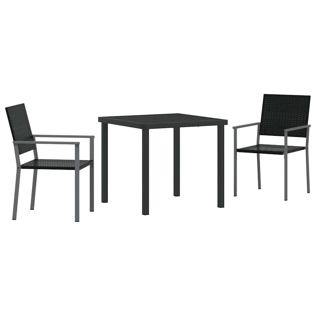 Have Spisebordssæt 3 stk. Sort PE Rattan