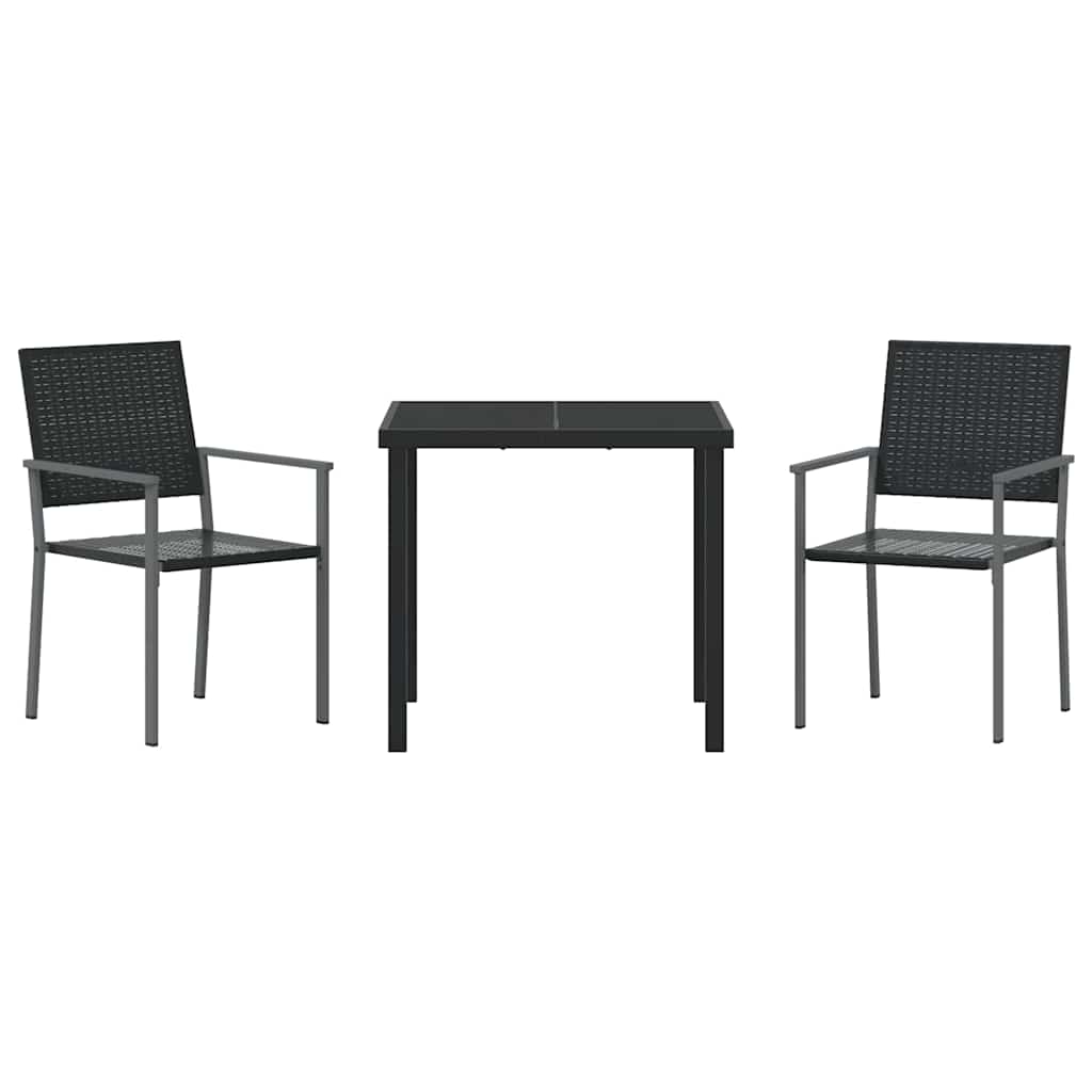 Have Spisebordssæt 3 stk. Sort PE Rattan