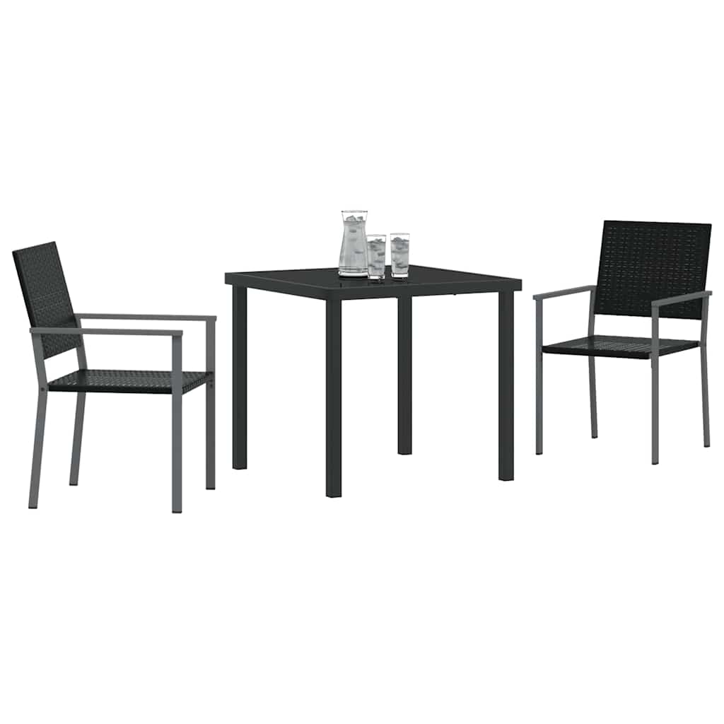Have Spisebordssæt 3 stk. Sort PE Rattan
