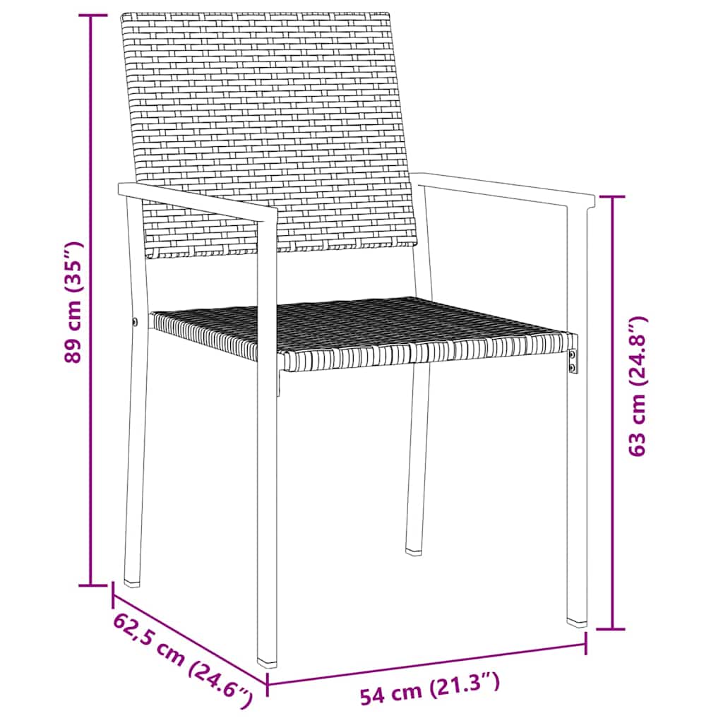 Have Spisebordssæt 3 stk. Sort PE Rattan