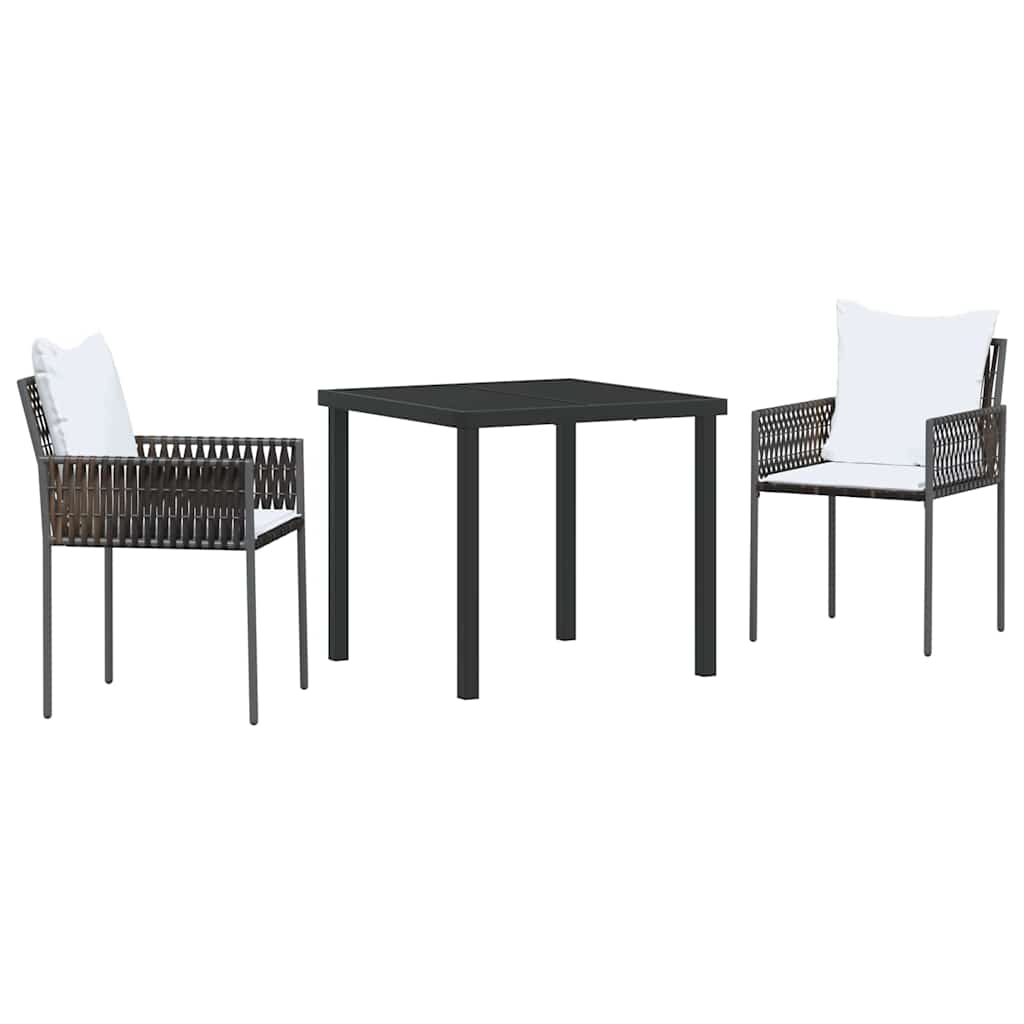 Have Spisebordssæt 3 stk. Brun og sort PE Rattan