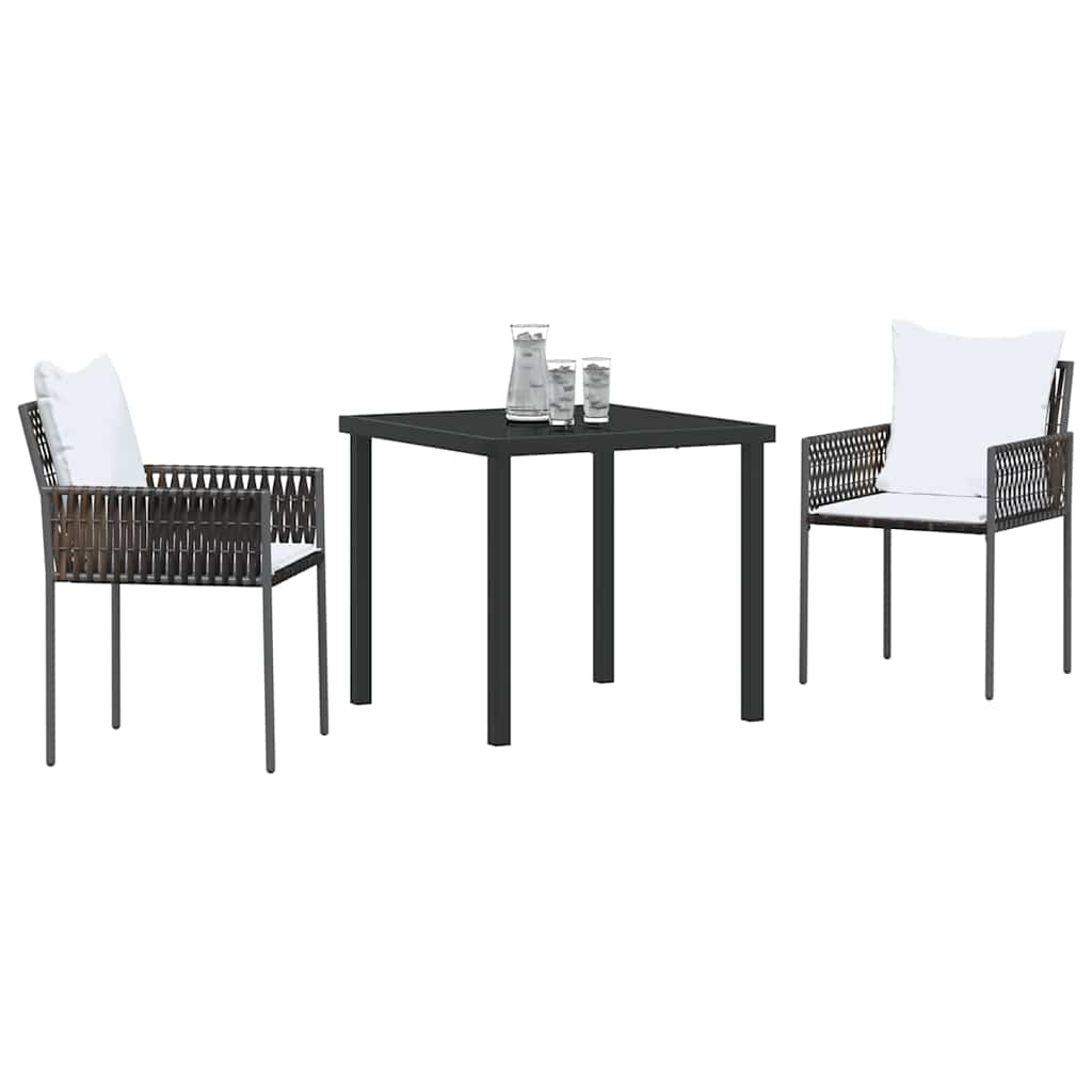 Have Spisebordssæt 3 stk. Brun og sort PE Rattan