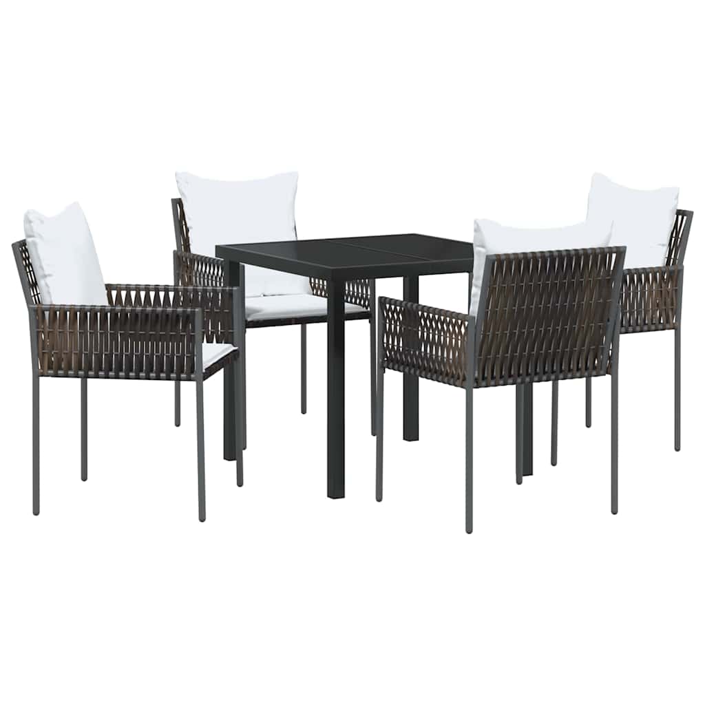 Have Spisebordssæt 5 stk. Brun og sort PE Rattan