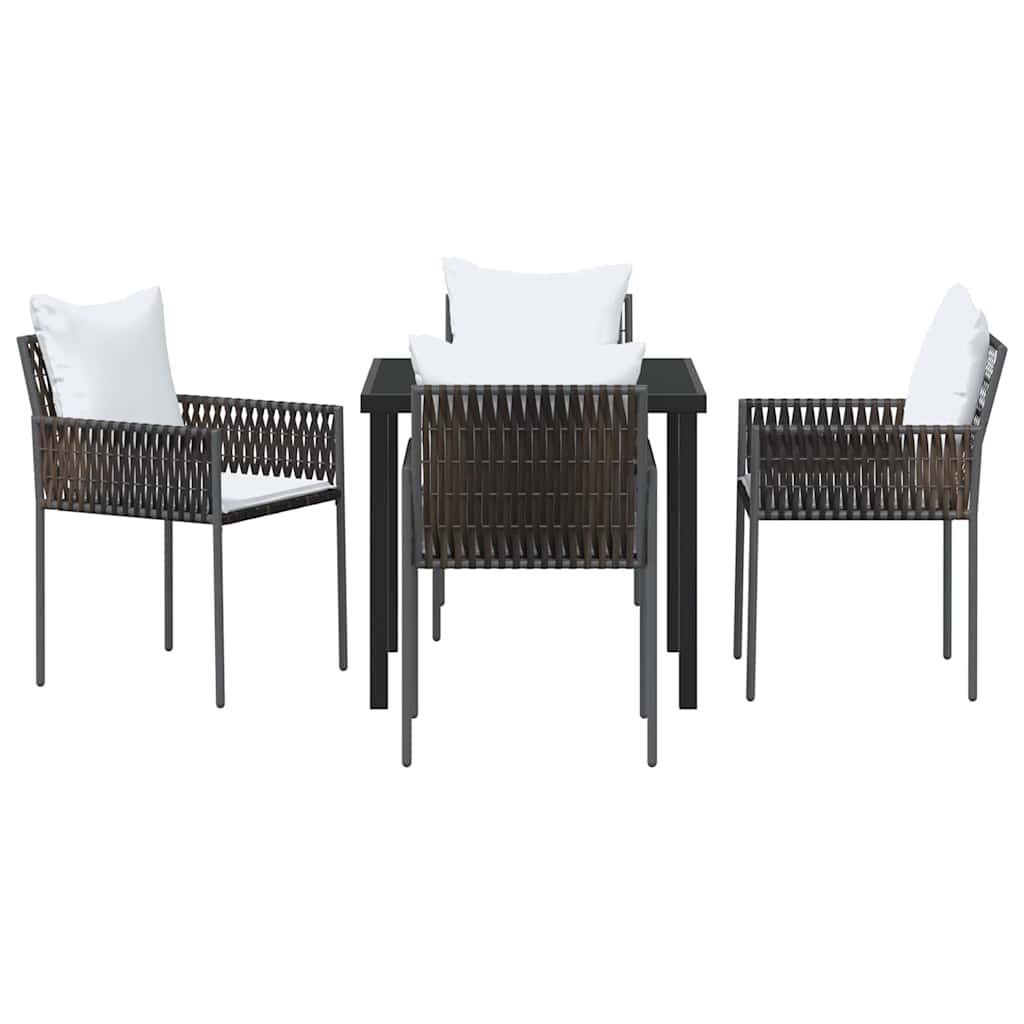 Have Spisebordssæt 5 stk. Brun og sort PE Rattan