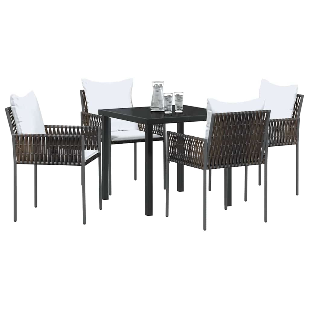 Have Spisebordssæt 5 stk. Brun og sort PE Rattan
