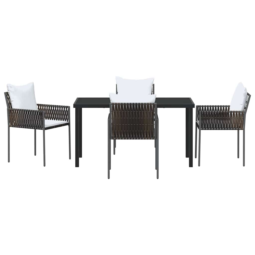 Have Spisebordssæt 5 stk. Brun og sort PE Rattan