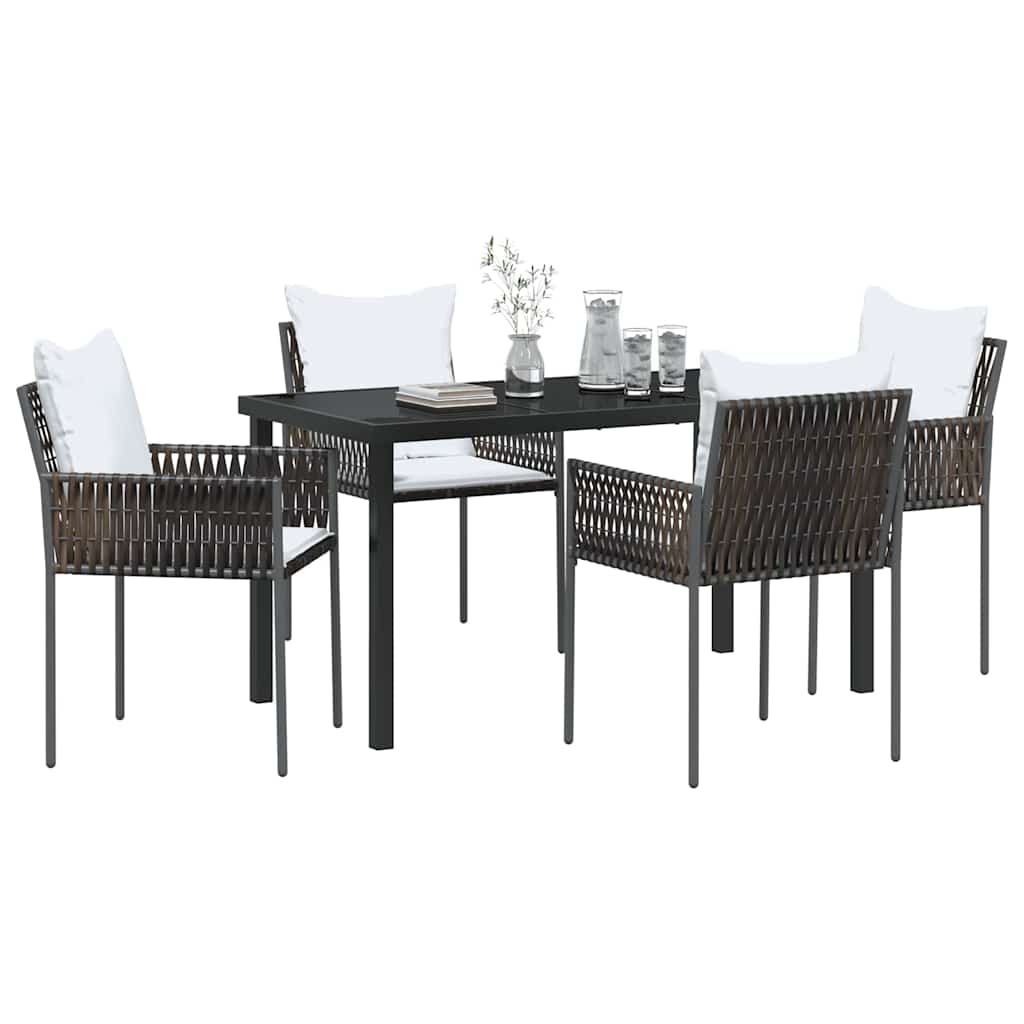 Have Spisebordssæt 5 stk. Brun og sort PE Rattan