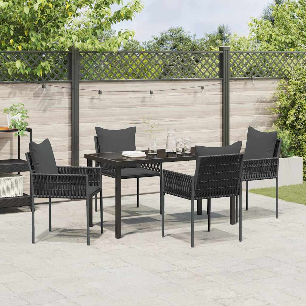 Have Spisebordssæt 5 stk. Sort og grå PE Rattan