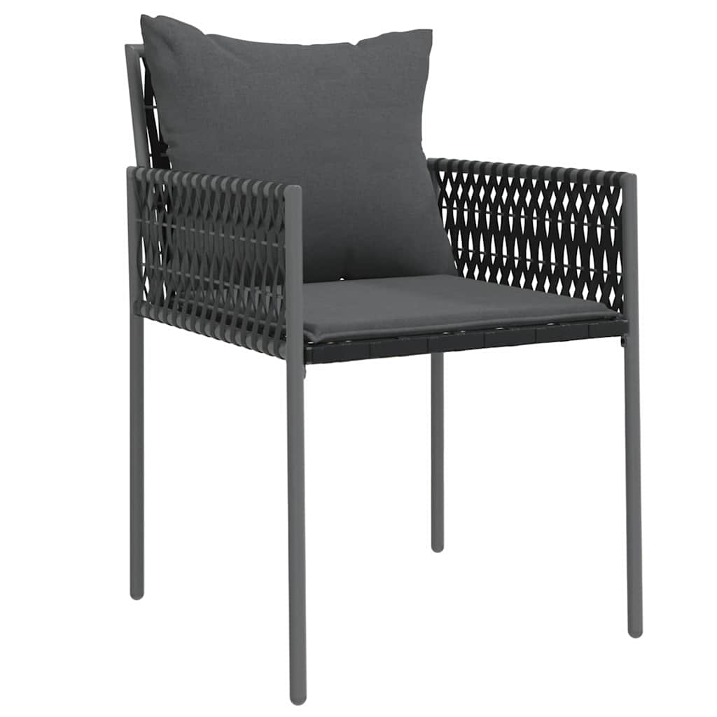 Have Spisebordssæt 5 stk. Sort og grå PE Rattan