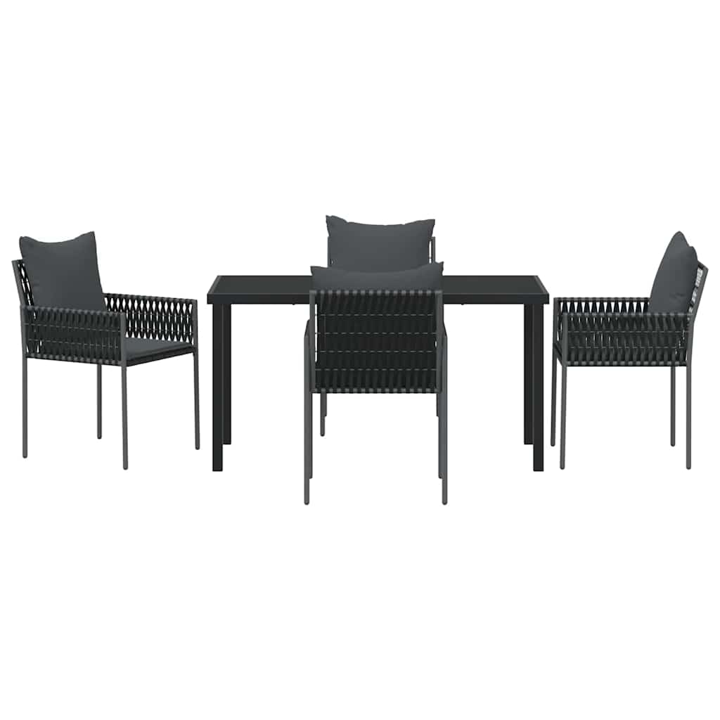 Have Spisebordssæt 5 stk. Sort og grå PE Rattan