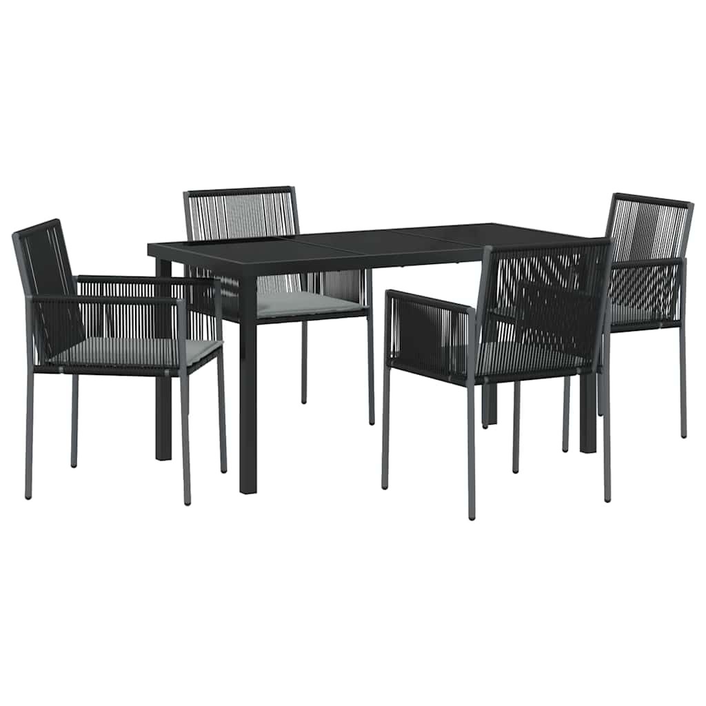 Have Spisebordssæt 5 stk. Sort PE Rattan