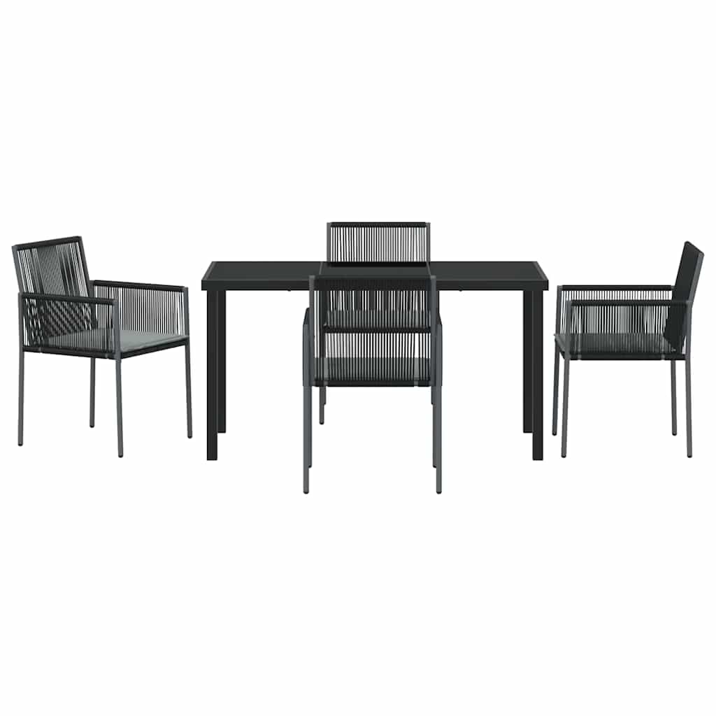 Have Spisebordssæt 5 stk. Sort PE Rattan