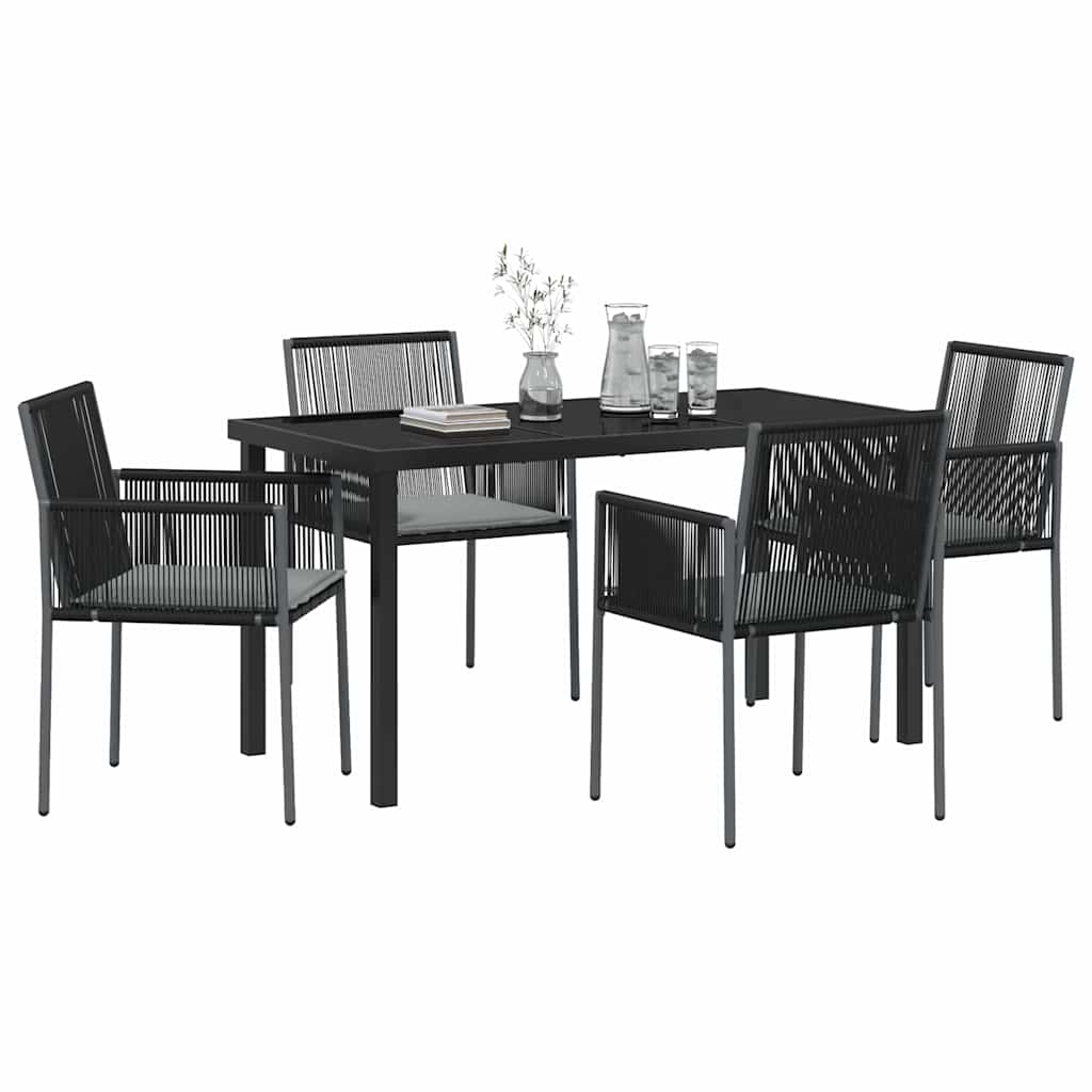 Have Spisebordssæt 5 stk. Sort PE Rattan