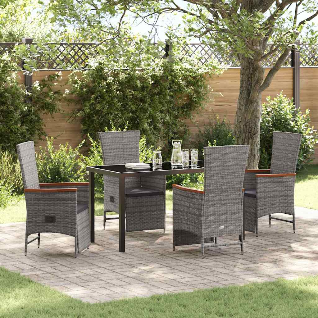 Have Spisebordssæt 5 stk. Grå polyrattan