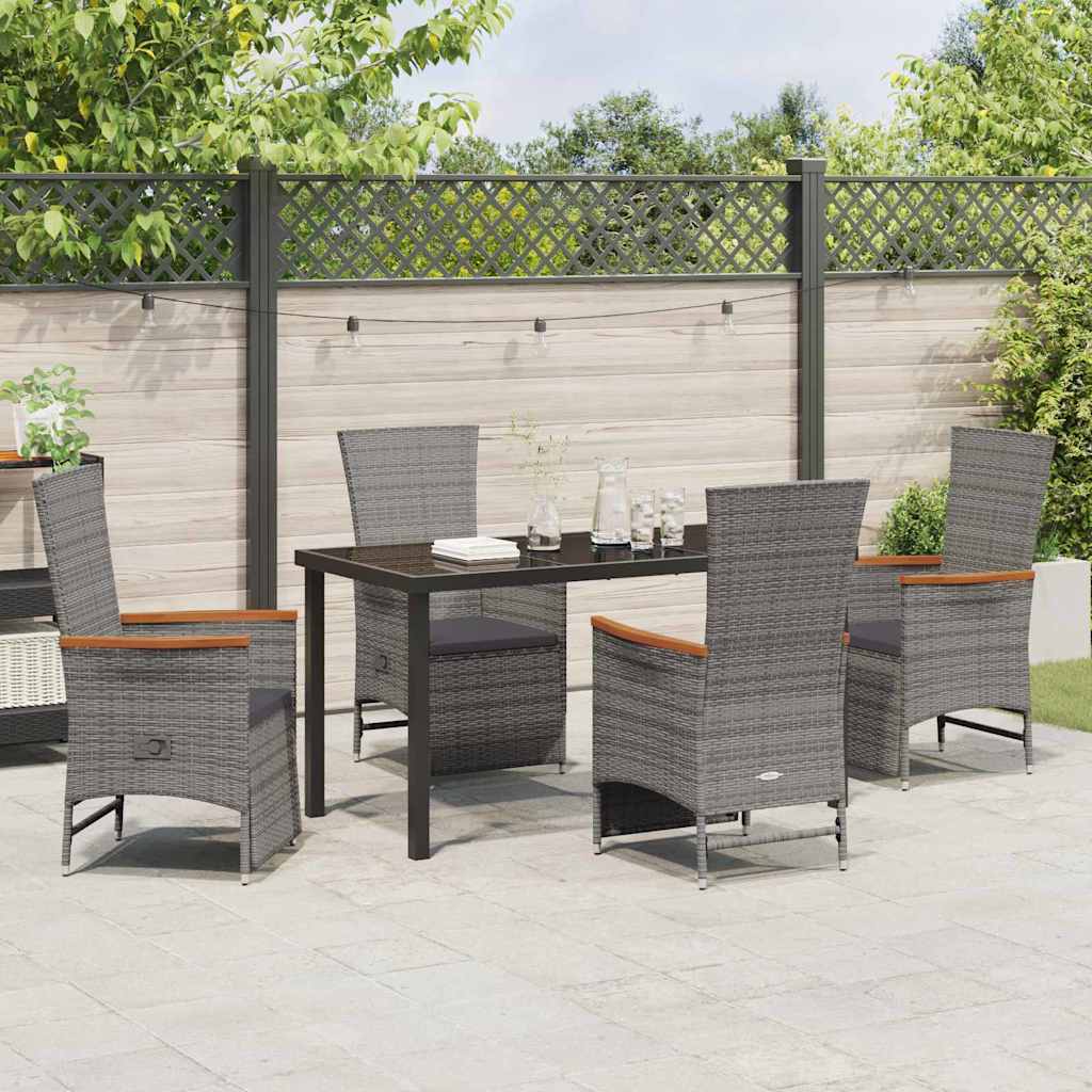 Have Spisebordssæt 5 stk. Grå polyrattan